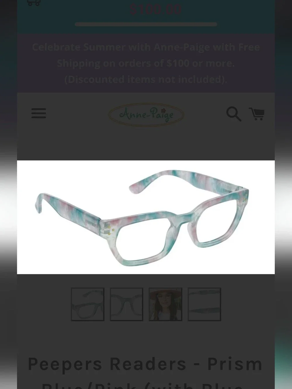 Peepers - Prism Focus Glasses In Blue/Pink - Prescription +1.00